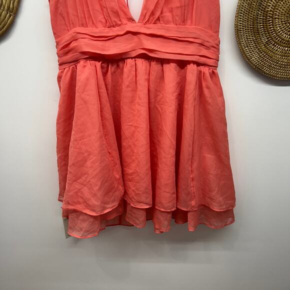 NEW Abercrombie Pink Deep V-Neck Sleeveless Tie Back Mini Dress XLT XL TALL - Picture 5 of 8